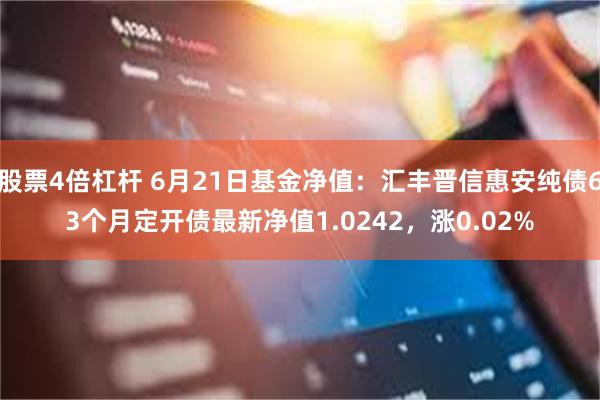 股票4倍杠杆 6月21日基金净值：汇丰晋信惠安纯债63个月定开债最新净值1.0242，涨0.02%